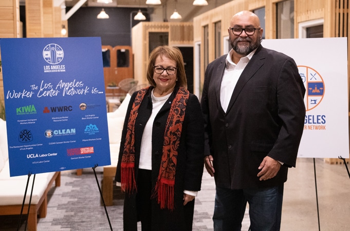 LAWCN Executive Director Armando Gudino with California State Senator María Elena Durazo